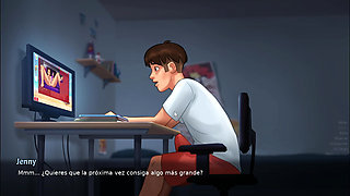 Stepsister masturbates on webcam - Summertime Saga