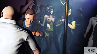 Bigboobs Chick at Night Club- 3D Animation
