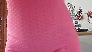 Sexy and Super Sweaty in Pink Jumpsuit