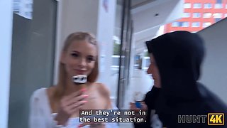 Hunt4k. blonde sweetheart used her huge natural boobs to get back on her boyfriend