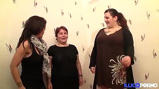 Dominique sexy french bbw and her aunt fucked by a black and a white guys