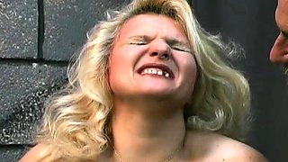 Lusty maid is playing with a huge marital-device