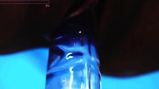 Kinky redhead has fun with a dildo and gets covered in cum