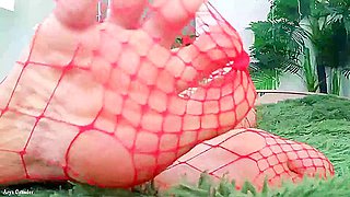 Arya Grander - Foot Fetish Video: Fishnet Pantyhose Hot Sexy Blonde Milf Femdom Pov