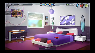 Two girls fingering on a bed at toy shop