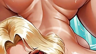 Blonde Vintage Tanned MILF Teasing Sucking and Riding My Cock - AI Generated Cartoon XxX