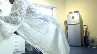 BBW Cooking with a Vibrator in Her Pussy