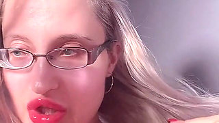 Your Wife Is Nothing Because You in Love with Findom Goaldigger. Edging Ritual in Big Thick Eyeglasses and Red Big Lips.