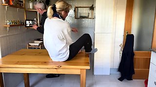 Stepmom Gets Fucked Hard by Step Son on the Kitchen Table