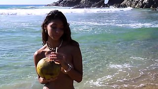 Tiny Mexican teen beauty beach posing