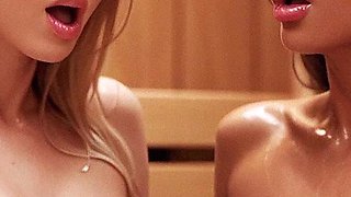 BBC Hot Sex with Slut Wife Mia and Oliver in Sauna, Blonde Suck Black Dick, Bukkake,sucking Big Black Cock, Hotwife