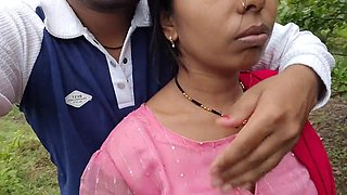 Village bhabhi Permi_Pooja takes a shower in the forest while I arrive on my bike