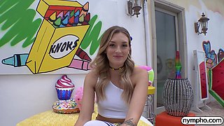 NYMPHO Filling nasty blond hair babe Charlotte Sins up with man milk