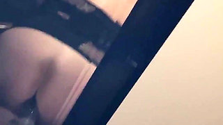 Slut Rides Huge Dildo While Sucking Cock