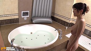 Horny Guy Fucks Big Tits of a Japanese Girl and Plays with Her Bush in the Bathtub