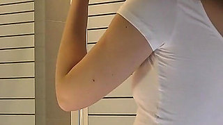Long Legs Cute Beauty College Girl in a School Uniform Mini Skirt Flashes Pussy and Ass in Black Stockings