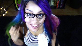 Oiled up milf jerk off a big cock takes load on ass