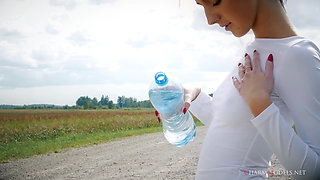 Sofia Z Wet Wet Wet T-shirt and Hard Nipples