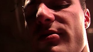 Sensual young gay passionately sucking huge dick and cums
