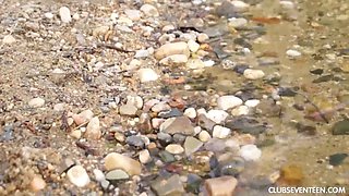 Amazing blonde teen Sara fucking outdoors