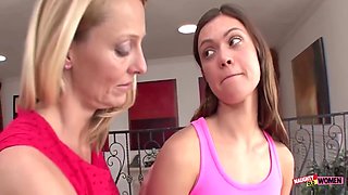 Seduced By A Raunchy Blonde Milf The Enjoys Intense Lesbian Cunnilingus And Fingering With Brunette Babe And Lesbian Fingering