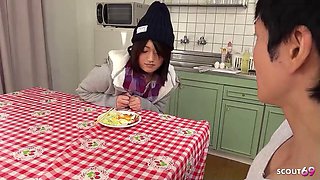 Japanese Virgin Step-Sister seduce Boy to learn how to Suck and Blow his Cock and swallow