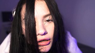 Extreme amateur pov blowjob with brunette babe
