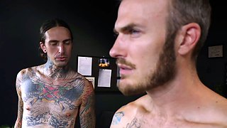 Tattooed Gay Jerks Off Before Sex