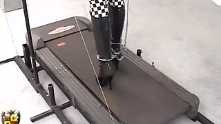 Bondage Doll On Treadmill