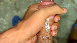 Masturbation with my beautiful pierced and cut cock