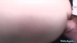 Public agent desperate cougar ebony canary fucks for a job