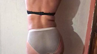 Hot ebony girl with nice ass and tits shows off her curves and masturbates her pussy