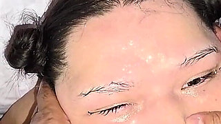 Did You Know You Can Nose Fuck? Yes, It's Possible! He Does It Until He Cums Inside and the Semen Comes Out of My Mouth.