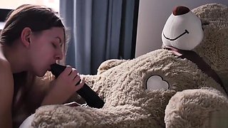 Young Teen student and daddy teddy bear morning sex with cum