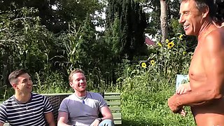 Real Outdoor Garden Gangbang with Big Boobs German Mature