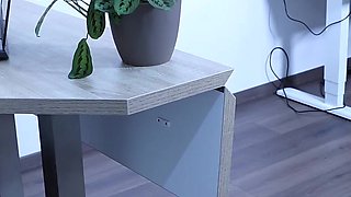 Office Foot Worship with Sexy Anita's Pantyhose and High Heels
