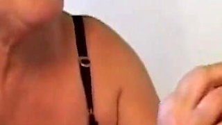 Horny old woman gives a blowjob to a raw little cock