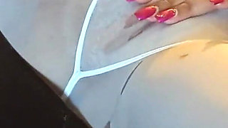 White Pantyhose and Pink and Black Pussy
