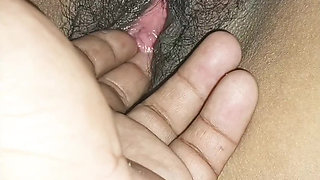 Playing my pinay girlfriend's hairy pussy