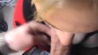 Fat German slut sucks big dick before a facial