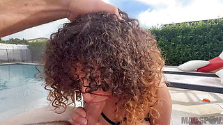 Nerdy Babe Kira Perez Gets Fucked Outside by the Pool From Jmac