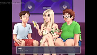 Cartoon threesome, classmate, in russian