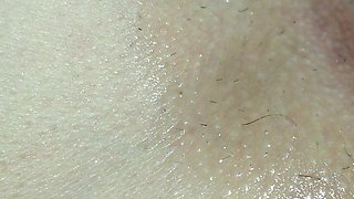 He Massages My Pussy with Oil Until I Cum. Super Close-up Video