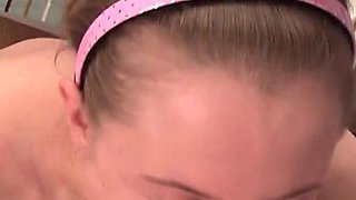Pink had her hot throat penetrated as he plugged his cock down the back of it