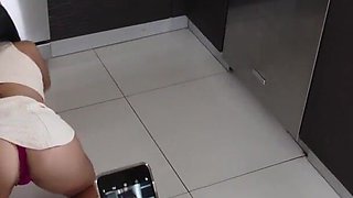 Petite asian babe sucks off a big thick dick