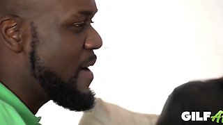 Hot dominant mature woman with a whip seduces a black guy and pounds his big cock with her pussy