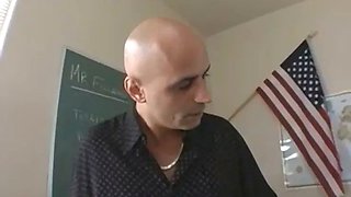 Big tited blonde cheerleader with pierced nipples blews her horny teacher