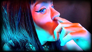 Snot Eater Simp for Goth Mistress - POV, Nose Picking,humiliation JOI, Gothic, Black Lips