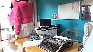 Office Domination Boss Fucks Secretary While She Is On The Phone. Blowjob In Office Cam 2