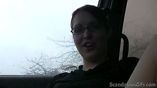 Ameara Mastubate Slit with Dildo in Car